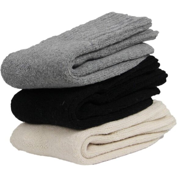 ✨ Bomkinta Boot Socks Women Black Winter Solid Thick Warm Cozy Crew Socks Gift - Picture 3 of 6